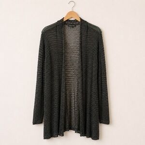 Eileen Fisher Gothcore Metallic Mesh Cardigan Women 3X Quiet Luxury Glam Duster